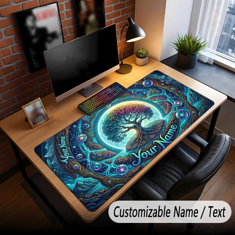 Tree of Life Theme Custom Mouse Pad Personalized With Name Text Customized Desk Mat For Office Home Decor