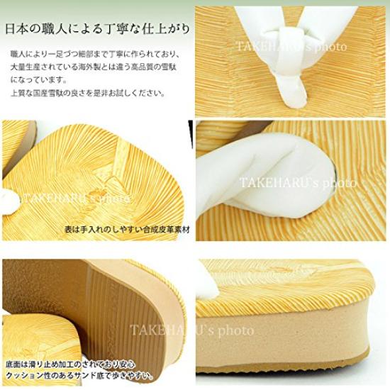 Takeharu Yellow Chiba Geta Made in with a Sanded Sole and Sponge Size Extra Indigo Dye Style Men's Sandals, Japan, Sole, 3L, Large,