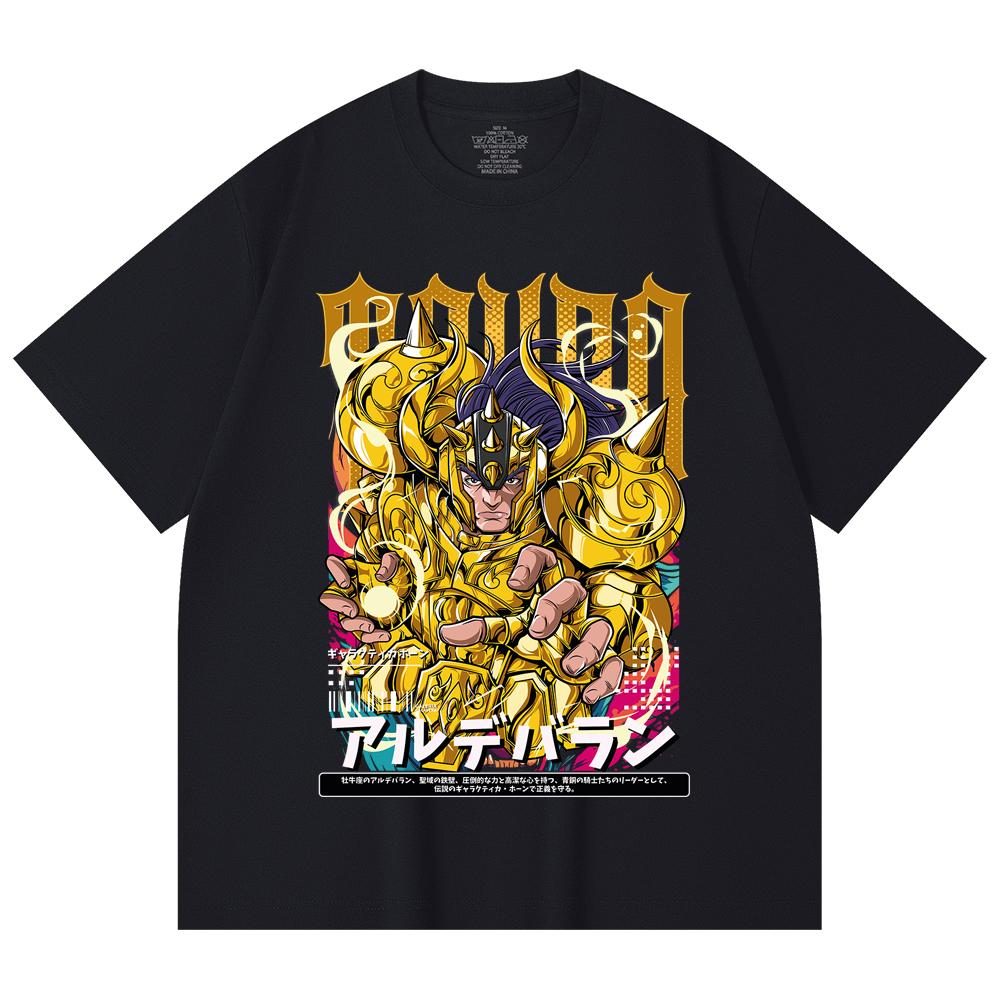 230 Gsm 100% Cotton Saint Seiya V27 Tauro Print Unisex Heavy Cotton T Shirt