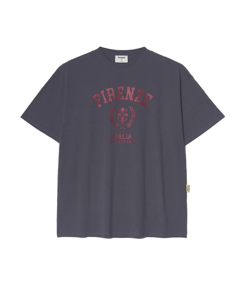 PEACE MAKER Vintage Florence Lily Short Sleeve T-Shirt (Charcoal)