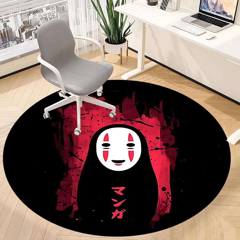 1pc Spirited Away No-Face Office Round Area Rug, Indoor Mat Suitable For Office,Bedroom Living Room Home Decor, Room Deco a0926101