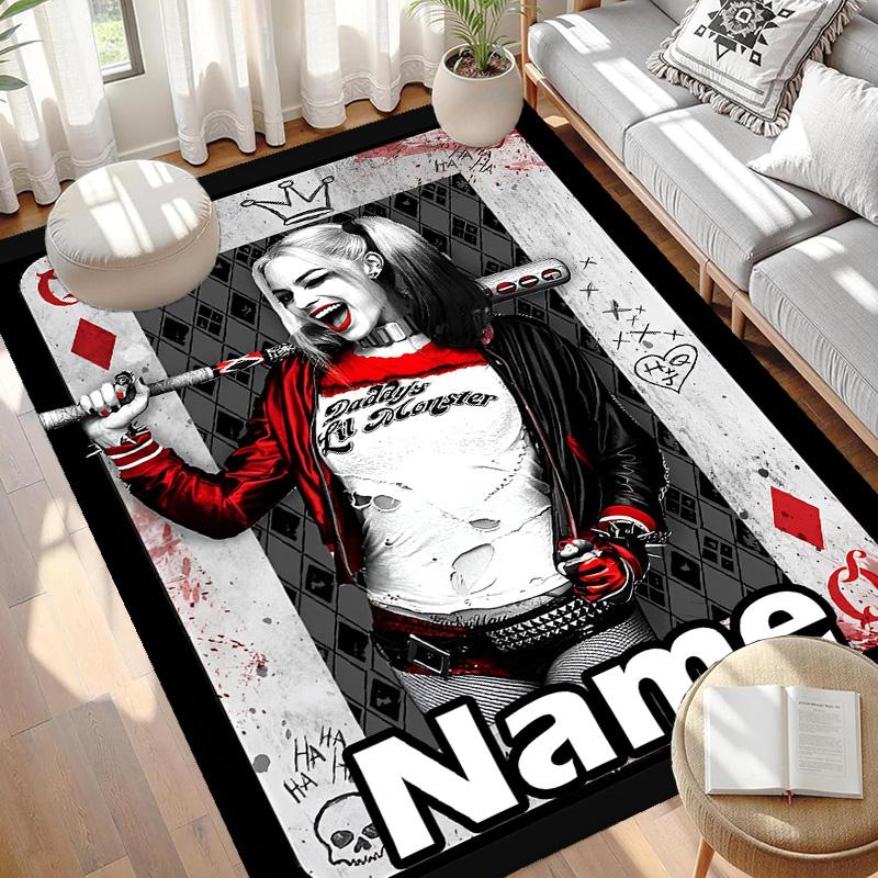 Custom Name Personalized Superhero Print Carpet, Versatile Home Decor Rug, for Playroom, Apartment, Balcony, Entryway, Hallway Gift