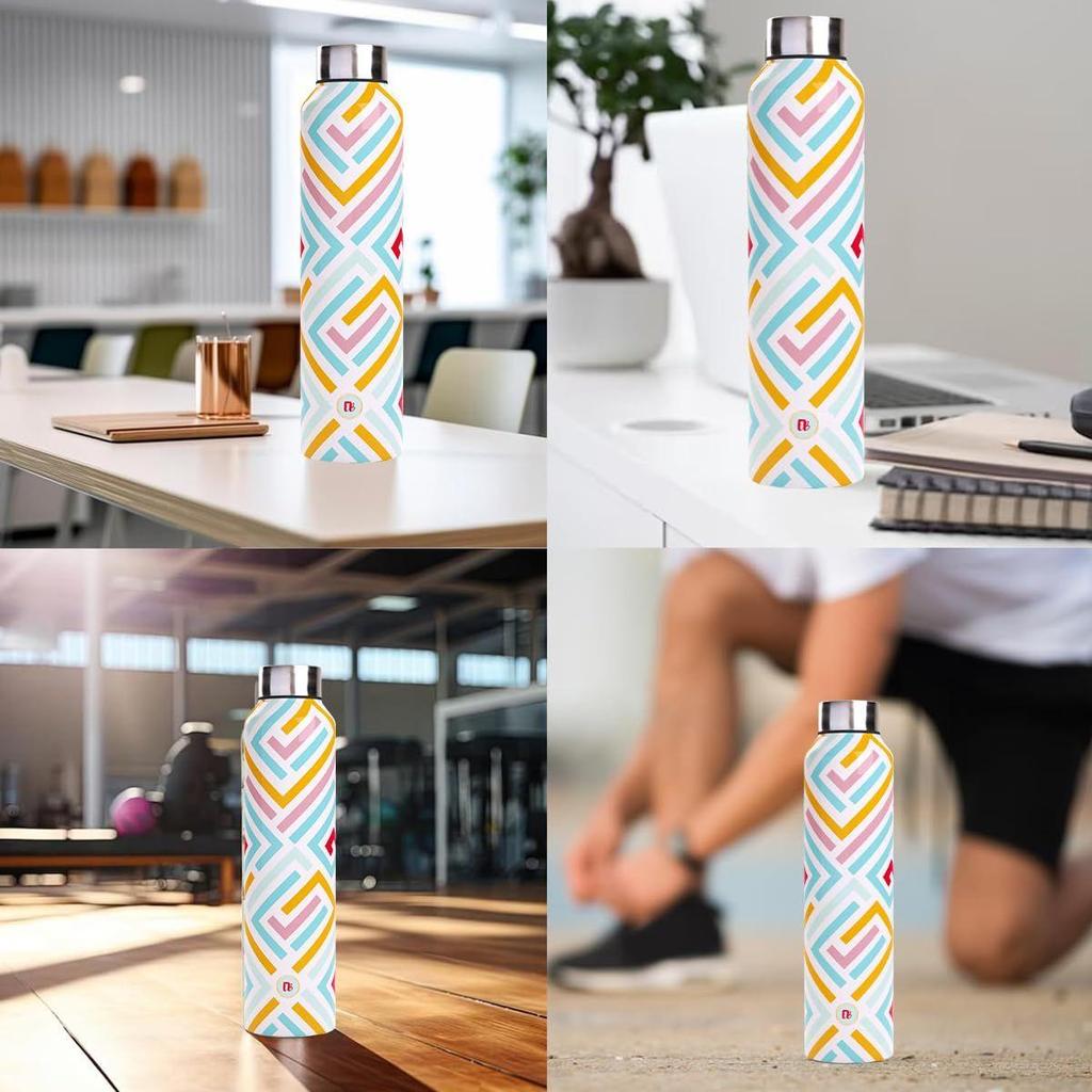Stainless Steel Water Bottle 1 Litre Pack of 4 Suitable For Home Fridge Office School Refrigerator Gym Bottles