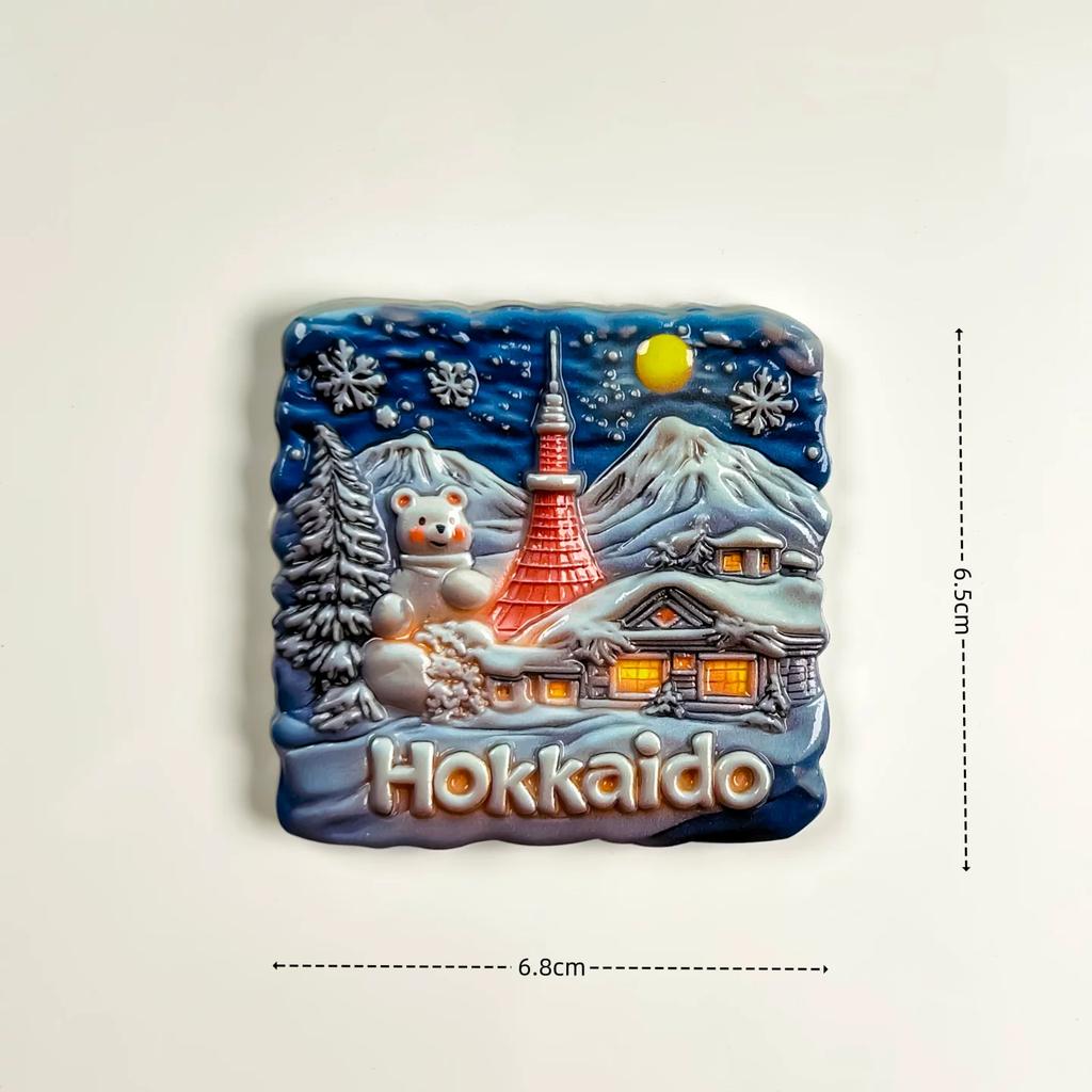 Japan Tokyo Tower Mount Fuji Hokkaido Resin Fridge Magnet Stickers Travel Souvenir Gift Landscape Refrigerator Magnet Home Kitchen Decor