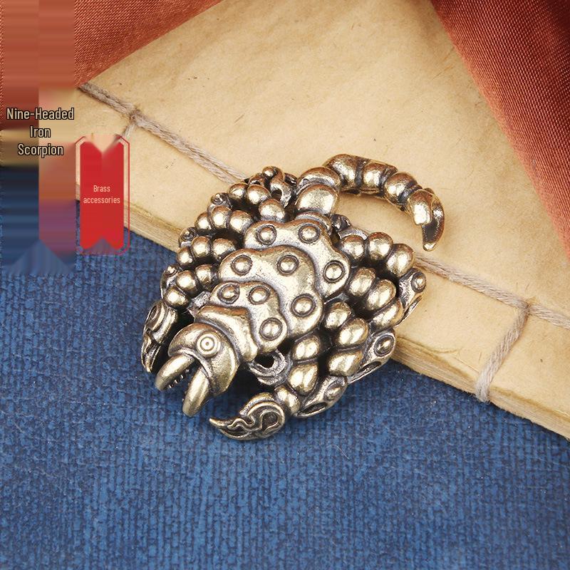 Brass Padmasambhava Flame Nine-Headed Scorpion Vintage Tibetan Pendant Keychain