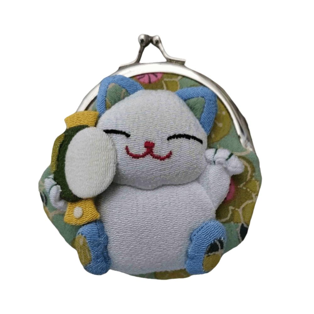 Doll Maneki Neko Coin Purse Flower Printing Card Holder Fashion Design Lucky Cat Clutch Bag  Travel