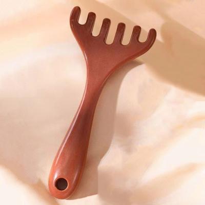 Massageador de couro cabeludo de plástico com seis garras Gua Sha Tool Back Scratcher Spa Handheld Meridian Massage Pente Cuidados com os cabelos lisos
