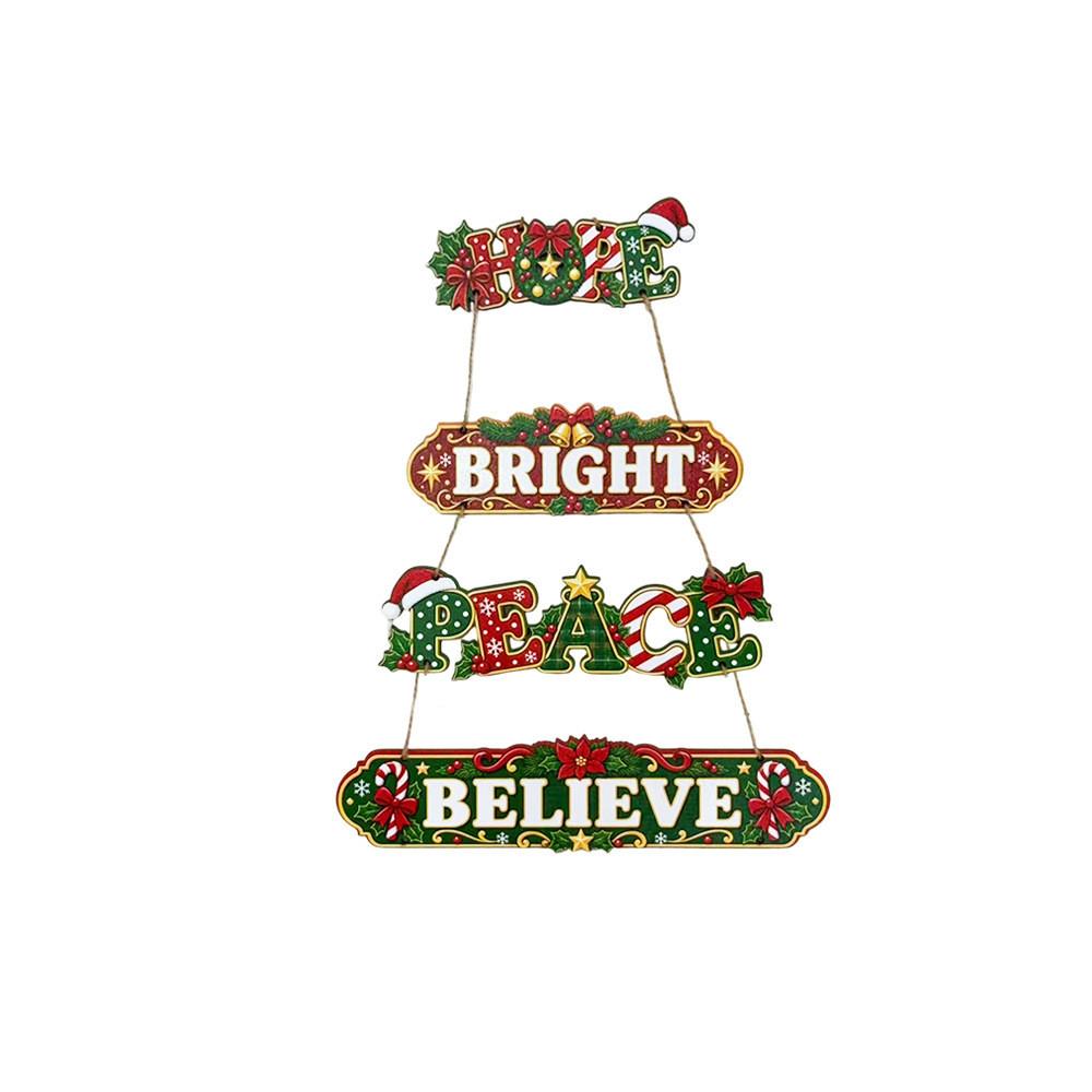 Christmas Santa Claus Wooden Hanging Ornament For Holiday Door Decor
