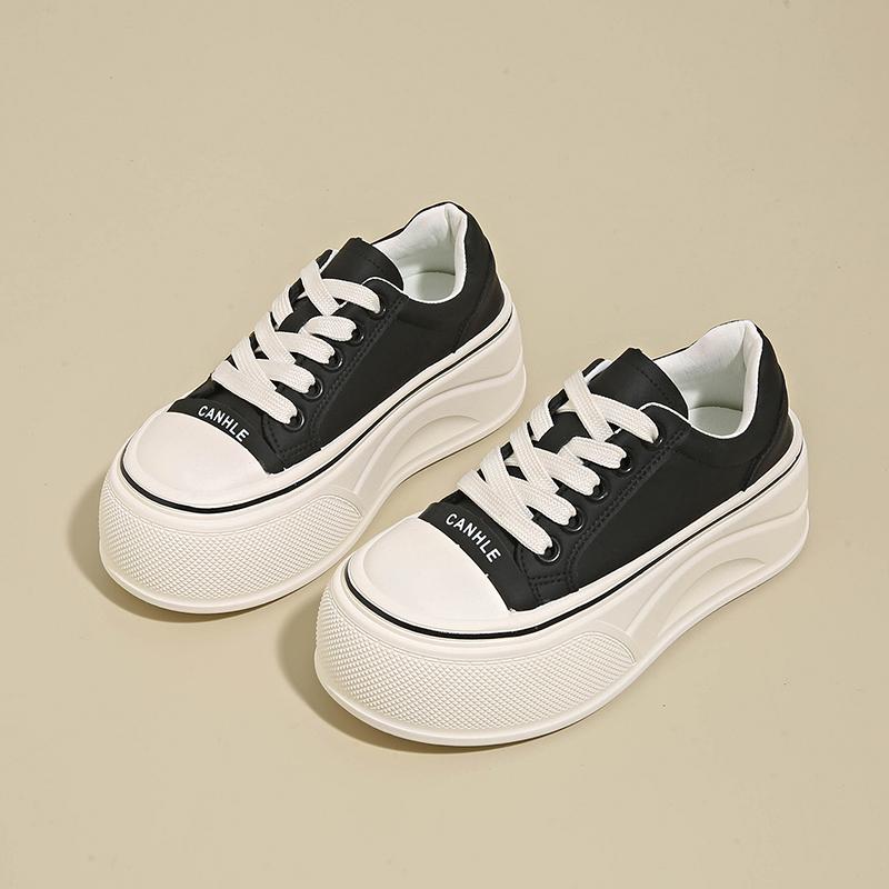 Fashion CRLAYDK Platform Sneakers for Women 6.5CM Height Increase Fashion Casual Tennis Skate Walking Shoes Leather Anti Slip Trainers