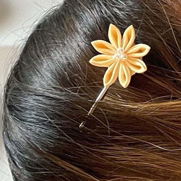 Hairpin Tsumami-zaiku em-132 (Yellow)