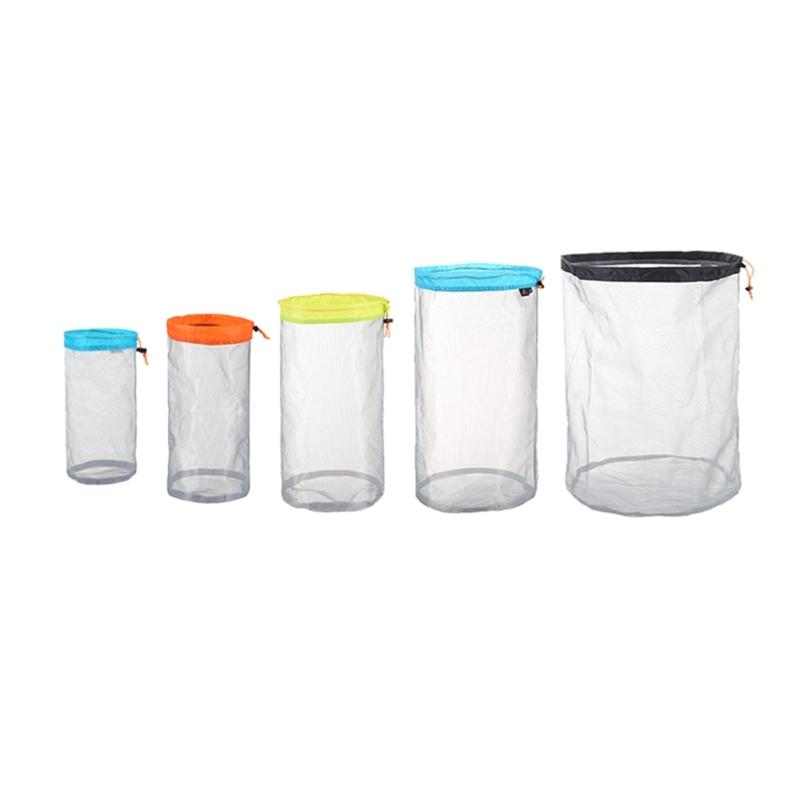 Travel Sports Storage Polyester Mesh Drawstring Bag Laundry Bag Mesh Stuff Sacks 1 серый