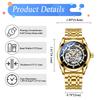 Men's Automatic Mechanical Watch 3ATM Waterproof Luminous Analog Display Stainless Steel Adjustable Belt Gold Fashion Accessory