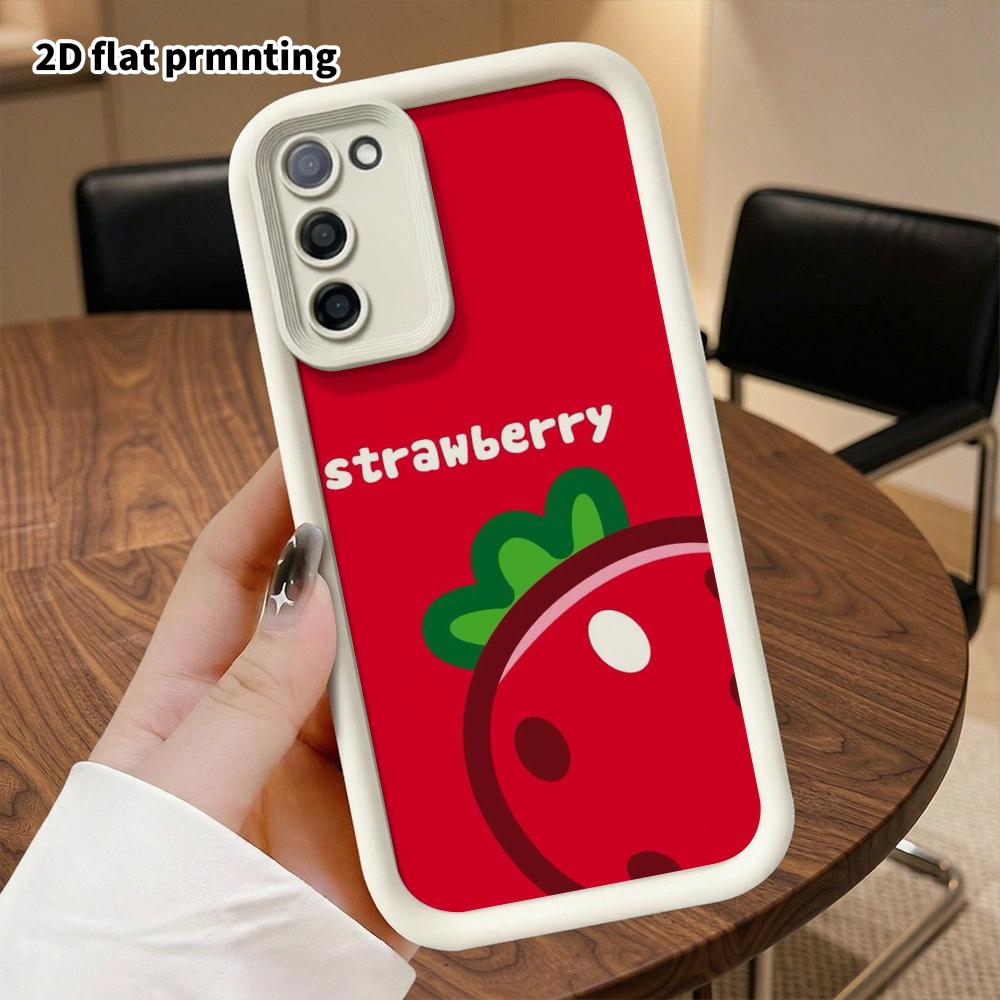 Phone case: 2D flat Samsung Galaxy A34 A35 M05 M06 S20 S22 S21 FE Plus 5G protective case, red big strawberry, perfect Christmas and Halloween holiday