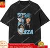 SZA Singer Music Shirts Summer Vintage Short Sleeve Tees Tops Casual Washed for Old Loose Cotton Rapper Printed T-Shirts