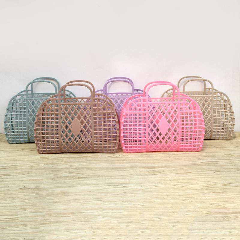 Large-Capacity Bag Hollow Jelly Portable Tote Bag Reusable And Easy Clean Basket