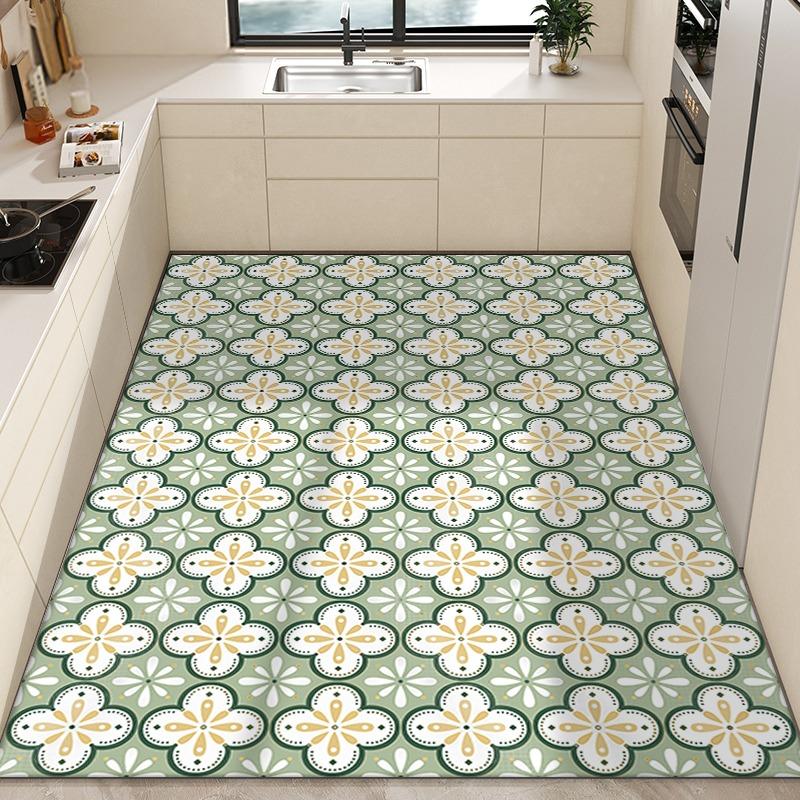 Kitchen Carpet Anti-slip Oil-proof Waterproof PVC Floor Mat Large Area Rug for Home Decoration Alfombra De Cocina