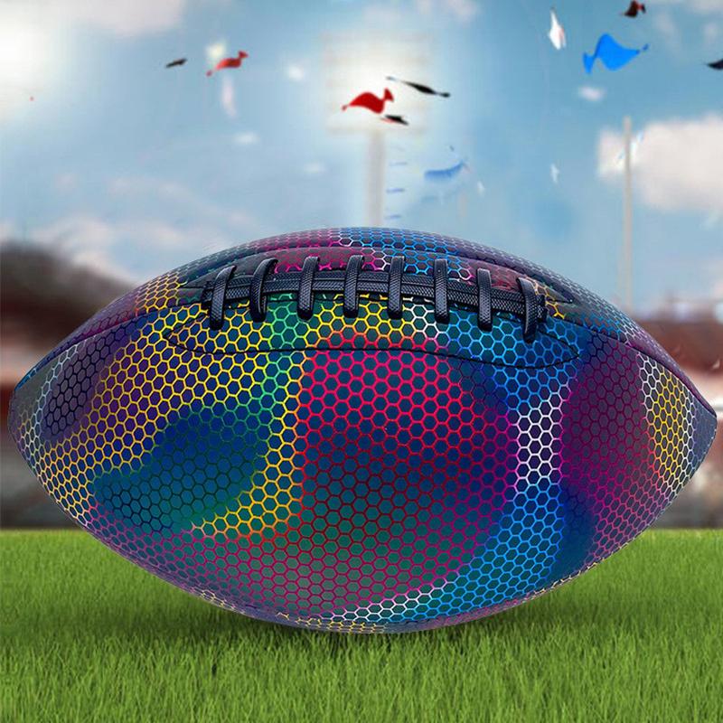 1pc Size 9 American Glowing Rugby Adult Youth Training Game Ball Luminous Light Up Reflective Rugby Standard Size