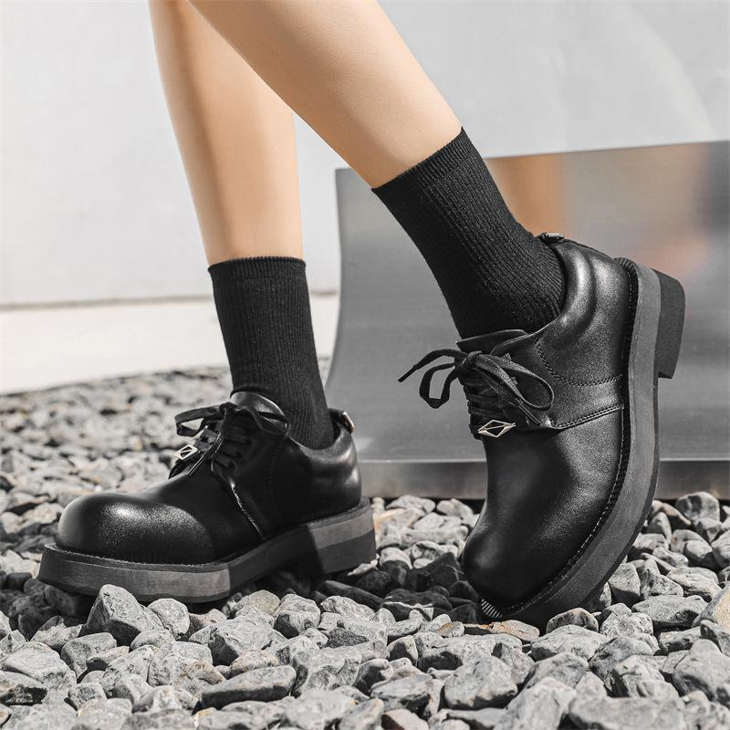 Autumn and winter small leather shoes women's platform heightening business suit wedding hairstylist casual derby shoes 5651-J