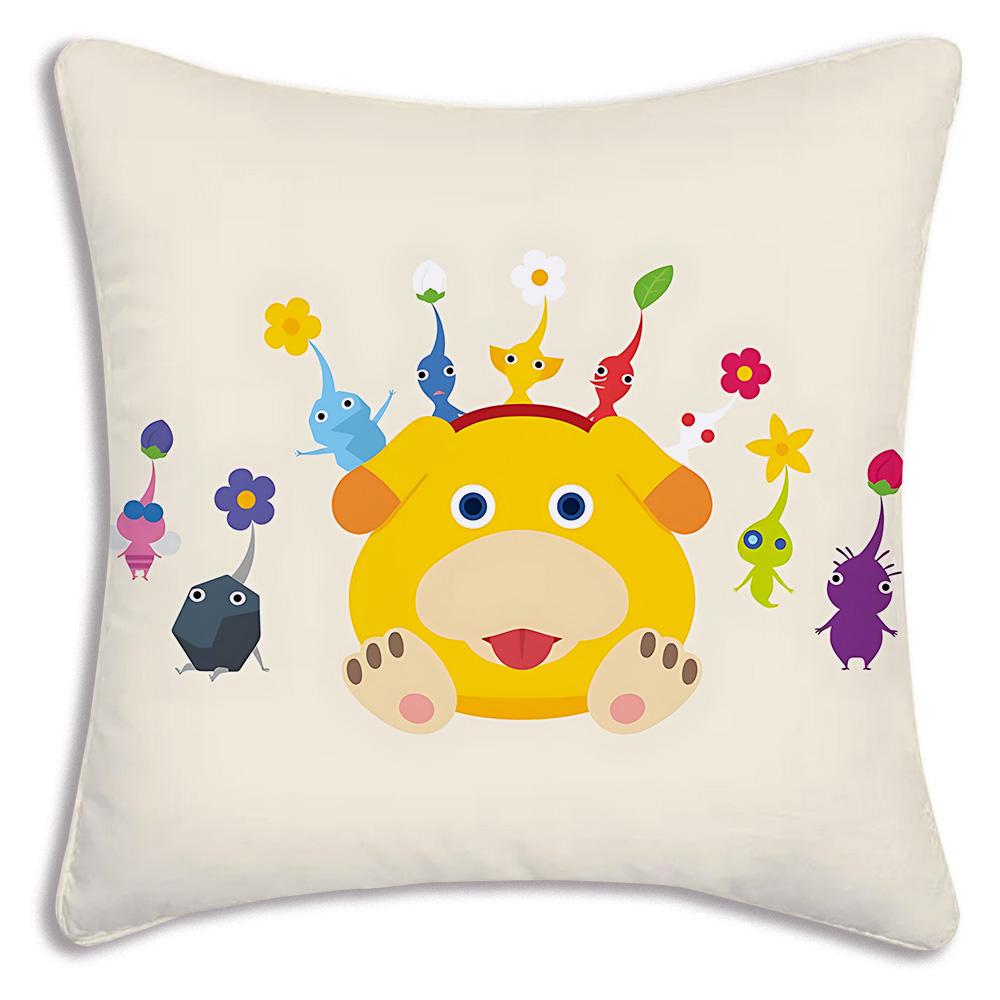 

Cartoon Cute Pillow Covers Cartoon PIKMINS Sofa Decorative Home Double-sided Printing Short Plush Cute Cushion Cover 22x22Inch