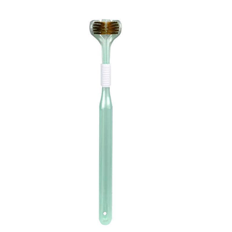 Three-Sided U-Shaped Toothbrush with Soft Bristles & Tongue Scraper, Macaron Colors.