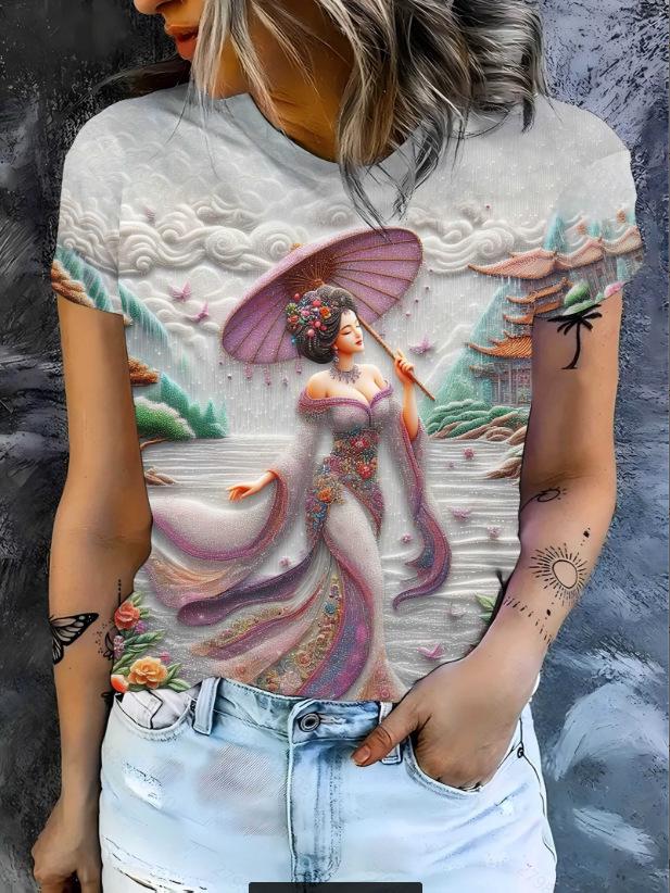 Custom Short Sleeve Ladies' T-Shirt with 3D Prints – Thousands of Styles Available