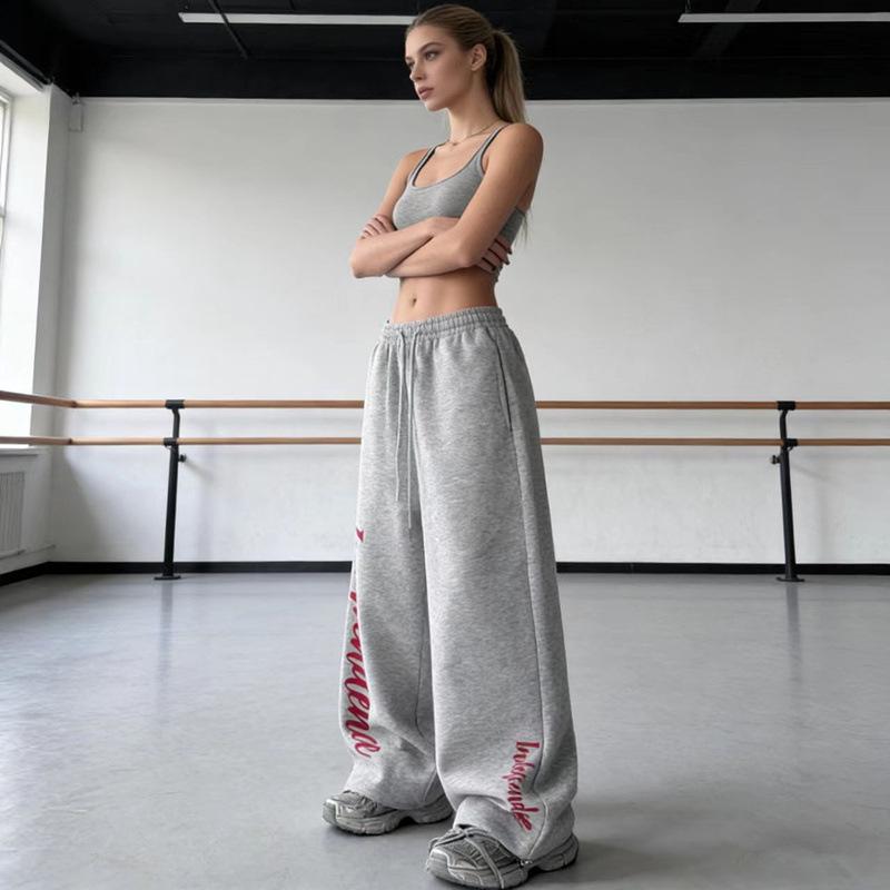 Pantaloni Jogger Larghi a Vita Alta: Pantaloni Sportivi Jazz Hip Hop Stile Ragazza Hot Americano-Europea per Donna