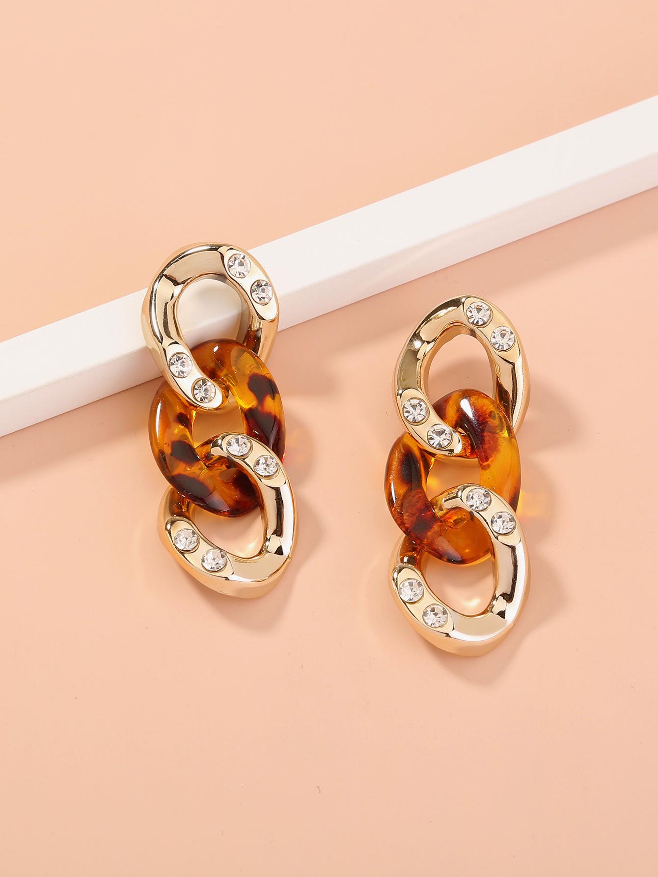 

Серьги-цепочки из смолы с серебряными иглами S925: Модные европейские акриловые висячие украшения в стиле колор-блок