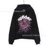 Sp5der Hoodie Unisex Oversized Cotton Pullover With Foil Letter Print Fall Casual Streetwear