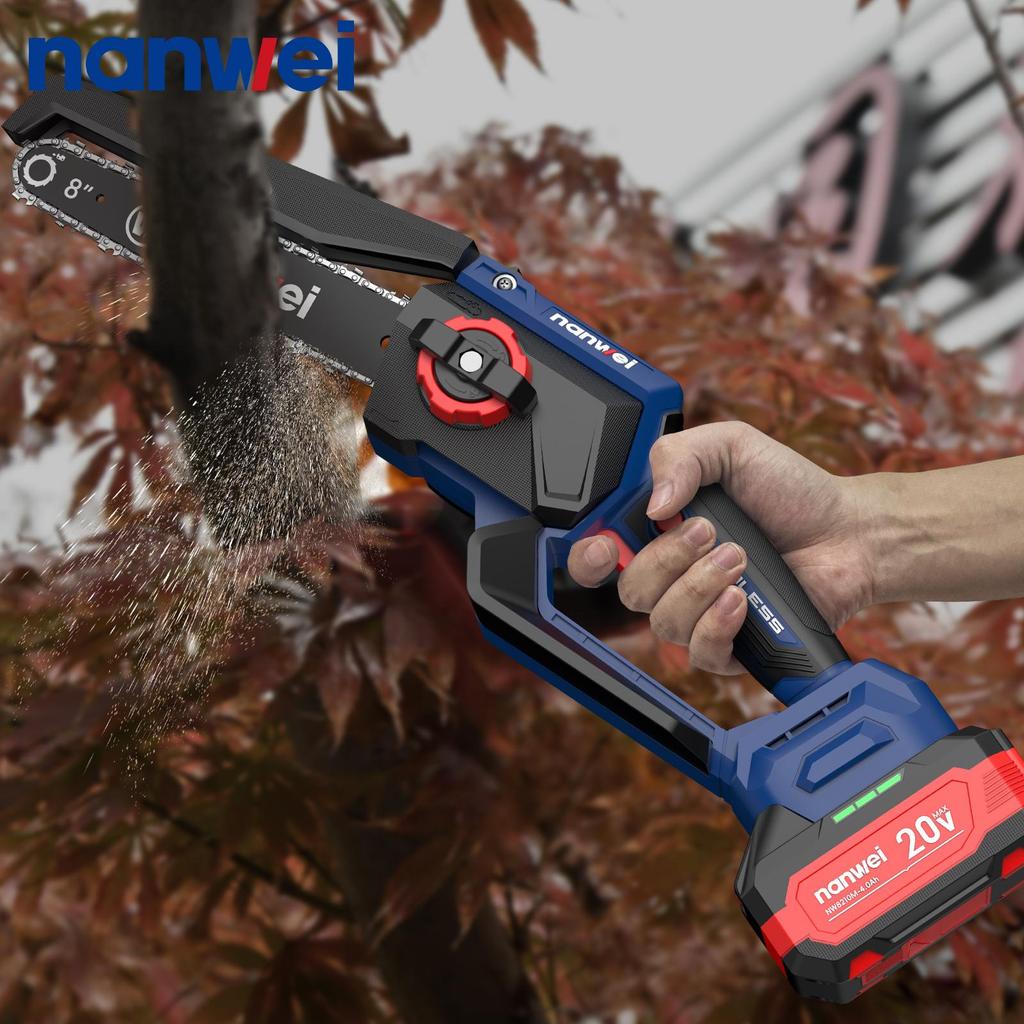 NANWEI Motosierra eléctrica de 8 pulgadas 5800 rpm, Velocidad 8 m/s, Presión manual
