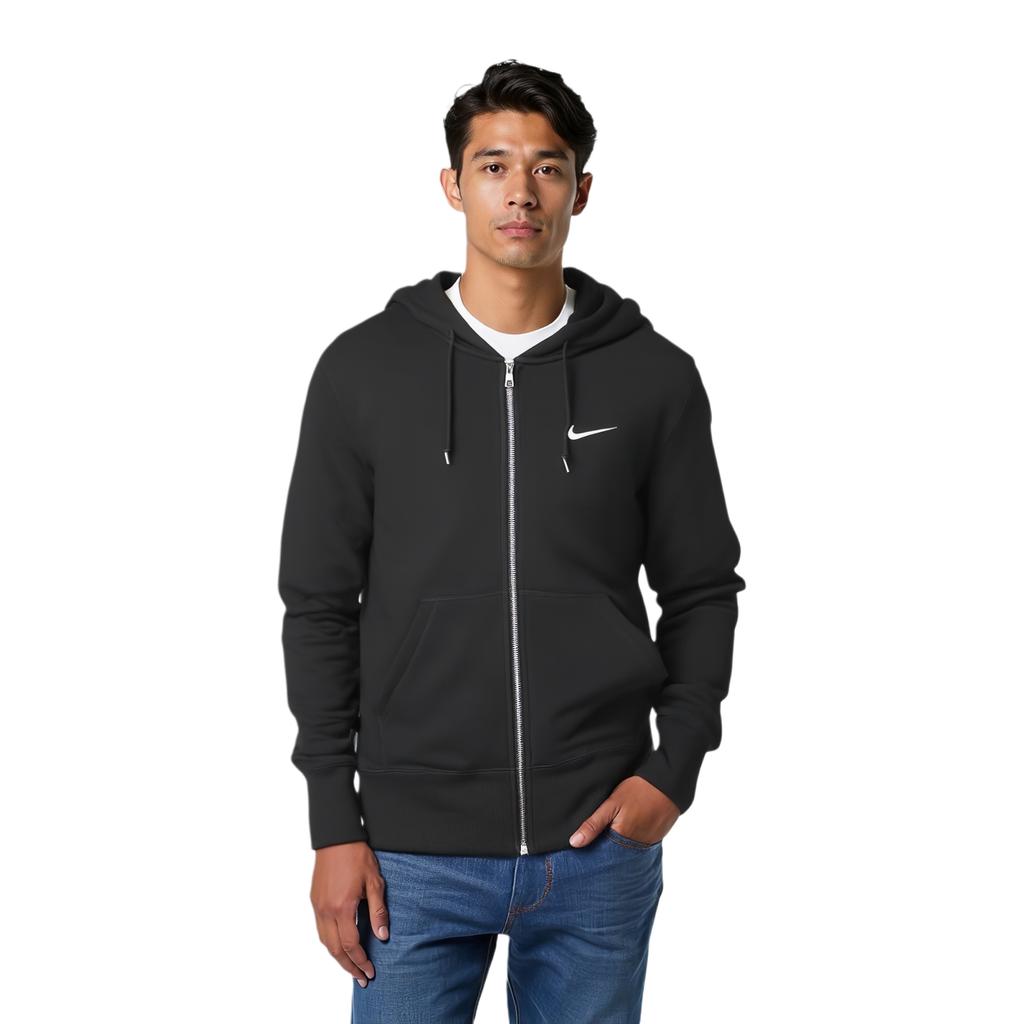 Nike Solid Color Pocket Zip Hoodie Men Tops Black 521574-010