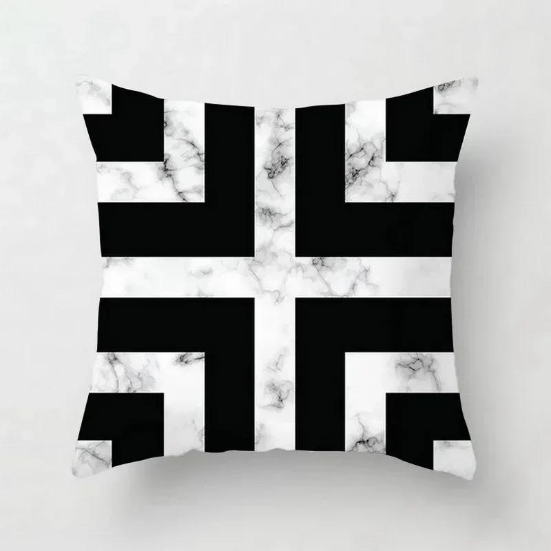 Pink Geometric Abstract Decorative Pillows Case Marble Pattern Flower Designer White and Black Grey Cheap Cushion Cover 45*45 Cm