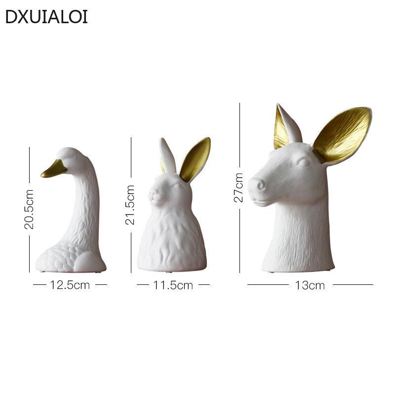 Ceramic Rabbit Head Vase White Swan Pots Porcelain Flower Figurines Hydroponic Vases for Weddings Home Decoration Ceramic Vase