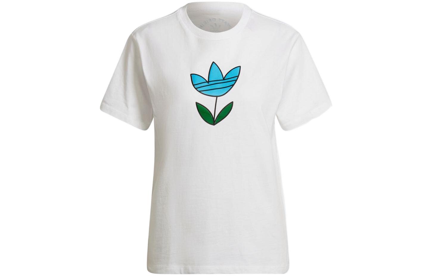 Adidas Originals T Shirts Women s White Crew Neck Moderate Straight Fit HF2027 32