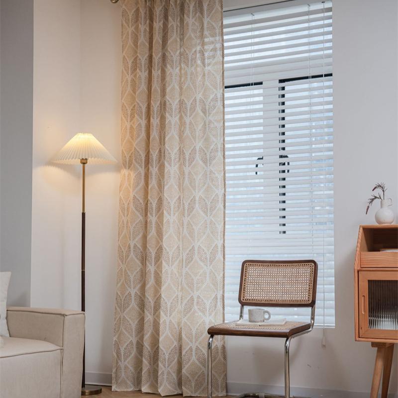 Abstract Pattern Kitchen Curtains - Light Filtering Geometric Valance for Bay Window | 4-Tone Ready-to-Hang Drapes with No-Sew Installation