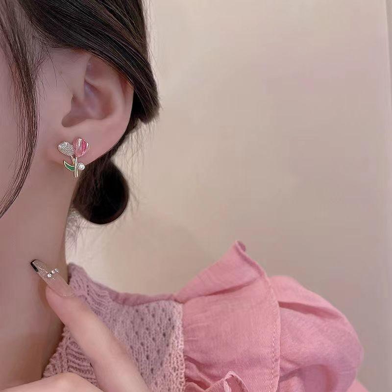 Серьги-гвоздики  Цветок Весны  Женственность Универсальные Нишевый Дизайн Серьги Модные Серьги для Девушки