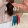 Retro Ethnic Style Feathers Long Ear Hooks Bohemian Vacation Style Earrings Earrings, Earrings, Personalized High-end Earrings Women