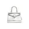 Sammy 22 Solid Color Letter Logo Push Lock Leather Bag Women Shoulder Bag Metallic-Silver CM538-LHSLV