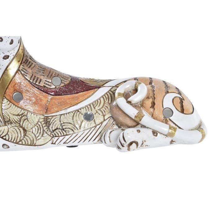 Decorative Figurine - African Design - 24x10x12 Cm - Orange and White - Resin - Ethnic Style