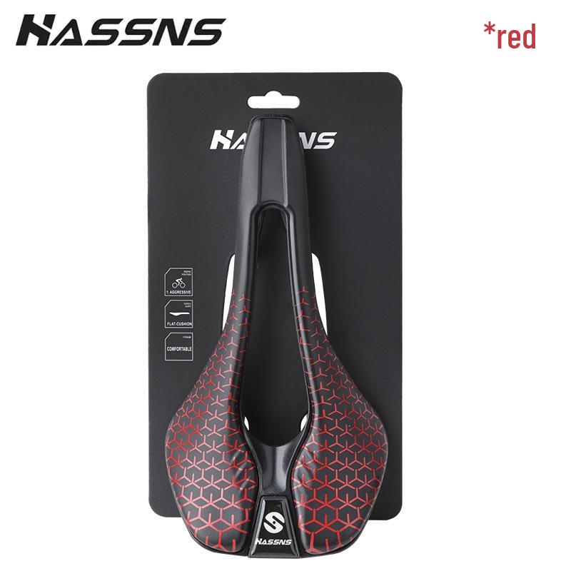 HASSNS Lightweight Mountain & Road Bike Saddle - Comfortable, Breathable Microfiber Leather with Hollow Design.