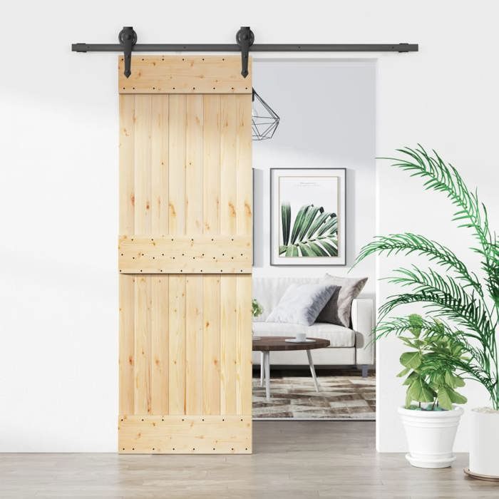 VidaXL Porte coulissante et kit de quincaillerie 70x210 cm pin massif, porte intérieure, porte de grange intérieure 3203199