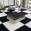 Floor Mat Solid Color Plush Dry Feet Floor Tiles Rug Tear-resistant Protective Square Washable Bedroom Puzzle Rug Living Room Mat