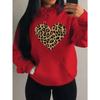 Simple Leopard Print Heart Design Hoody Women Oversize Fleece Hoodies Autumn Hip Hop Sportswear Fashion Clothing