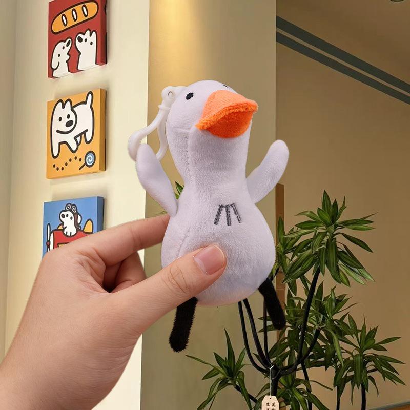 Creative Plush Cheer Up Cartoon Duck Keychain Pendant - Cute Backpack Charm