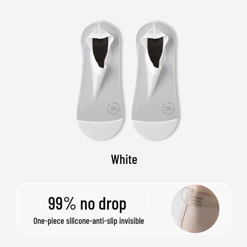 Męskie skarpety typu no-show z chłodnego jedwabiu lodowego: Antyzapachowy, Absorbuje pot, Antypoślizgowy, Mieszanka bawełny.