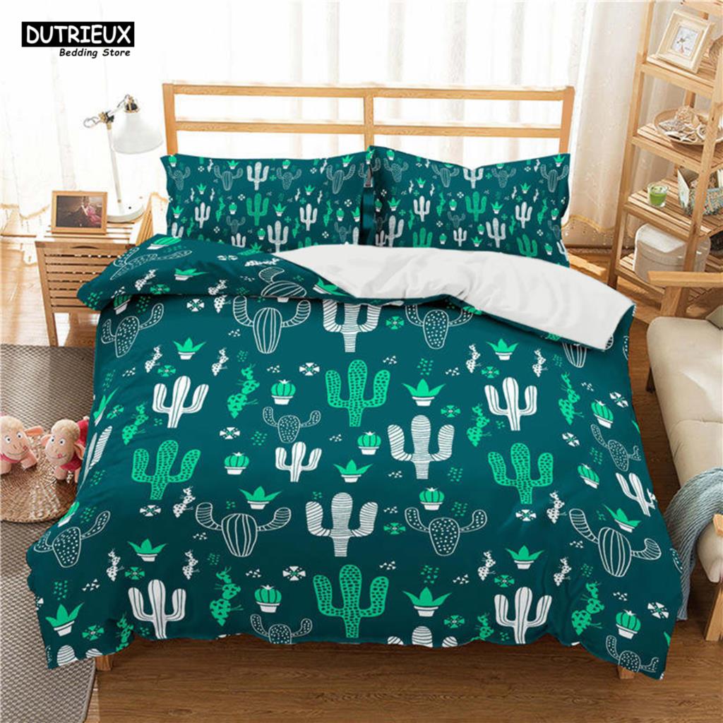 Cactus Print Polyester Bedding Sets Child Kids Covers Boys Bed Linen Set For Teens King Size Bedding Set