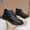New Men's Casual Shoes, Winter Warm Boots, Fleece Genuine Leather Men's Shoes with Crocodile Pattern A20