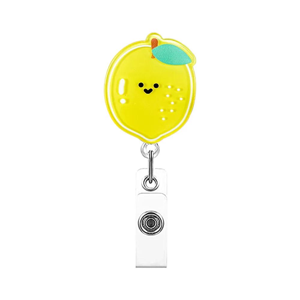 Cute Fruit Retractable Plastic Badge Holder Reel Student Nurse Exhibition Enfermera Girl Name Card Chest Card Holder Clip
