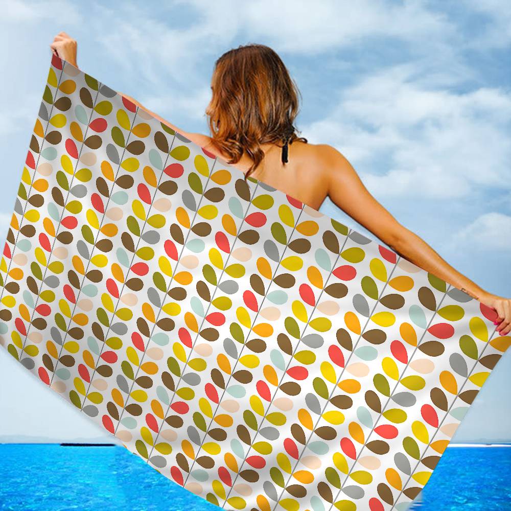 

Orla Kiely Leaf Bath Towel Microfiber Soft Water Absorbing Breathable For Girl Kids Decorative Cartoon Beach Towel W30*H60(CM)