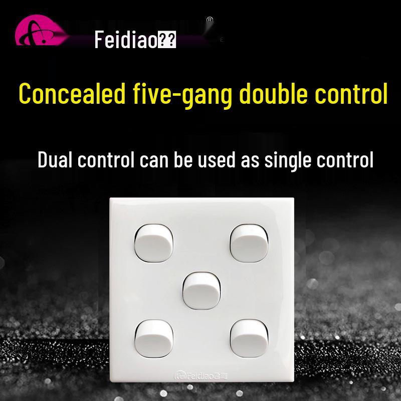 

Feidiao 5-клавишный универсальный выключатель для обогревателя ванной комнаты - двойное и одинарное управление, панель типа 86