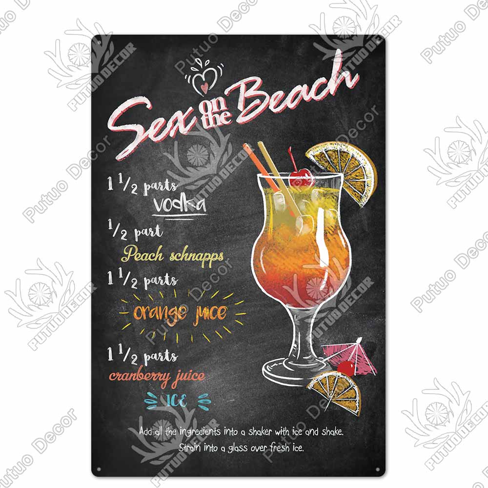 Putuo Decor Cocktail Vintage Metal Sign Tin Sign Decorative Plaque Wall Decor Bar Pub Man Cave Living Room Decoration